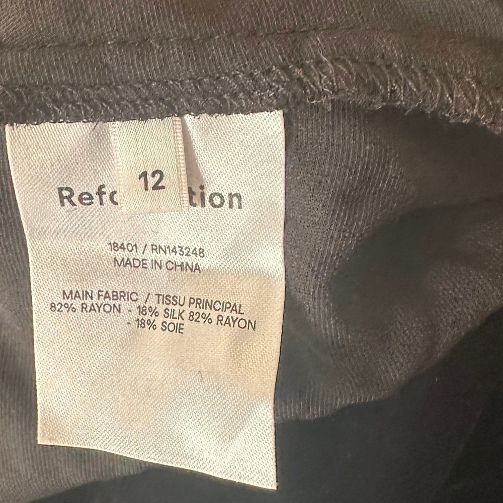 Reformation SZ 12 Black Velvet Silk blend Mini Skirt High Slit Front - Picture 12 of 14